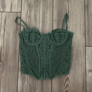 Green Lace Bustier Top